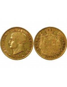 ITALIE, NAPOLEON﻿ 1er - 40 LIRE OR 1814 M MILAN 2