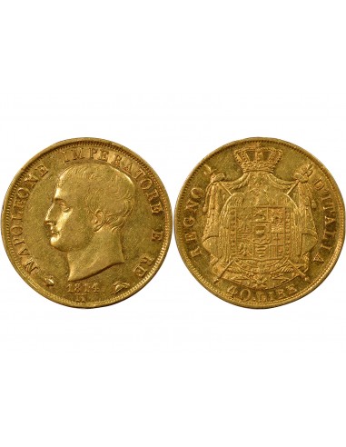 ITALIE, NAPOLEON﻿ 1er - 40 LIRE OR 1814 M MILAN