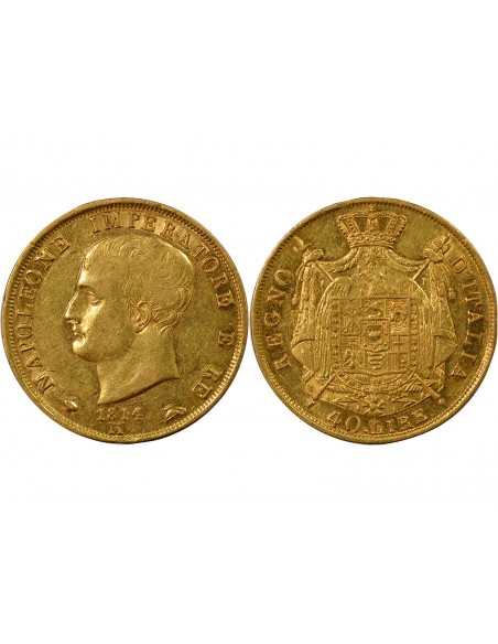 ITALIE, NAPOLEON﻿ 1er - 40 LIRE OR 1814 M MILAN