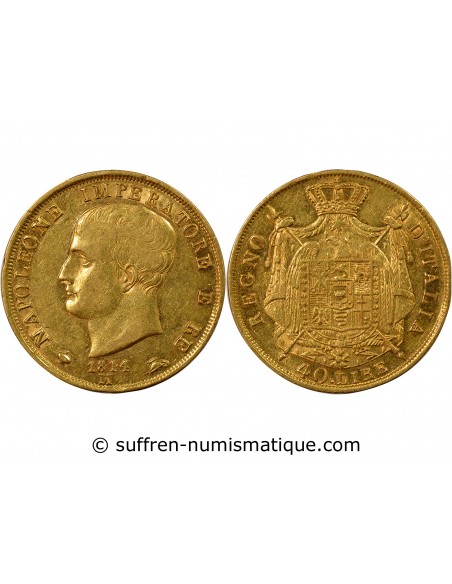 ITALIE, NAPOLEON﻿ 1er - 40 LIRE OR 1814 M MILAN