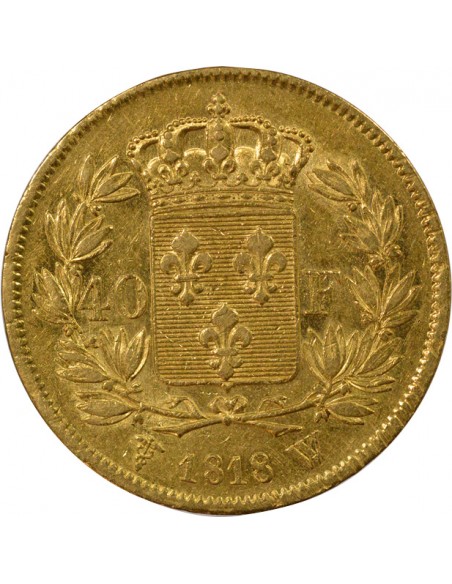40 FRANCS OR LOUIS XVIII 1818 W LILLE