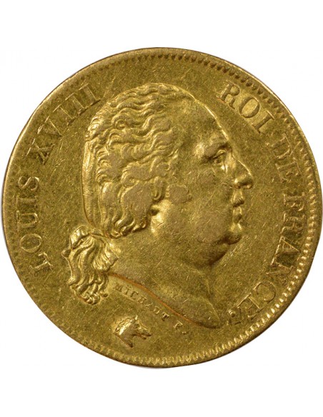 40 FRANCS OR LOUIS XVIII 1818 W LILLE