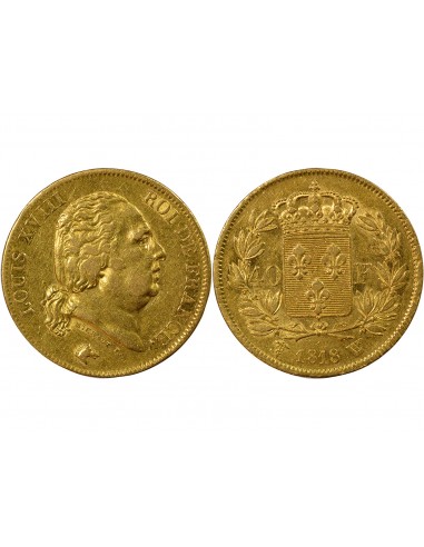 40 FRANCS OR LOUIS XVIII 1818 W LILLE