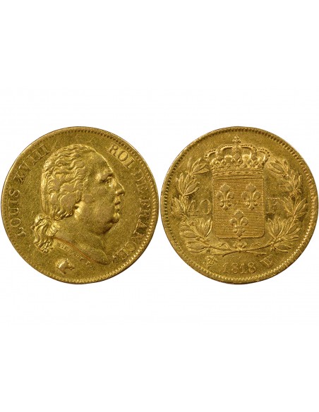 40 FRANCS OR LOUIS XVIII 1818 W LILLE