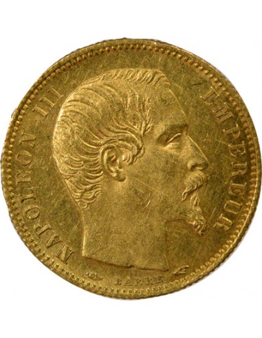 NAPOLEON III - 5 FRANCS OR PETIT MODULE 1854 A PARIS﻿ "Tranche cannelée"