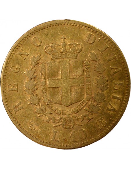 ITALIE, VICTOR-EMMANUEL II - 10 LIRE OR 1863 T BN