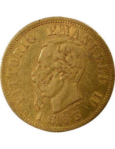 ITALIE, VICTOR-EMMANUEL II - 10 LIRE OR 1863 T BN