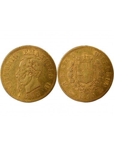 ITALIE, VICTOR-EMMANUEL II - 10 LIRE OR 1863 T BN