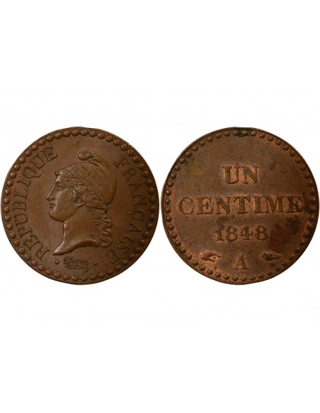 1 centime Bronze 1848 A Paris
