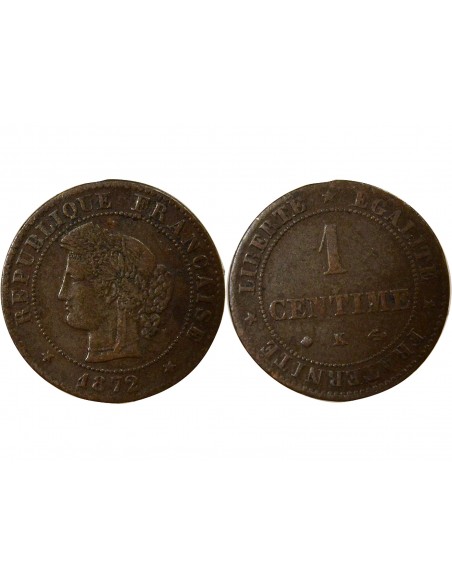1 centime Bronze 1872 K Bordeaux
