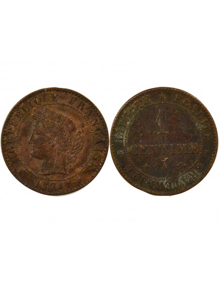 1 centime Bronze 1874 A Paris