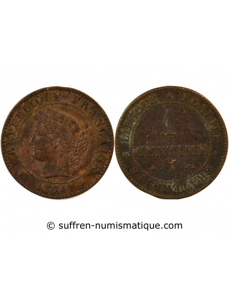 1 centime Bronze 1874 A Paris