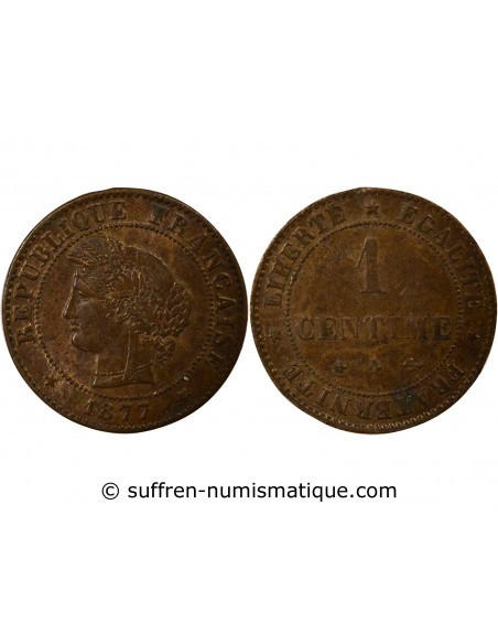 Cérès - Centime 1877 A Paris 1 centime Bronze 1875 A Paris