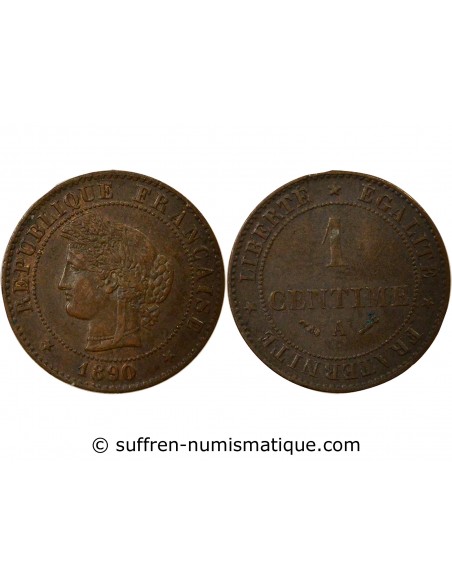 Cérès - Centime 1890 A Paris 1 centime Bronze 1890 A Paris
