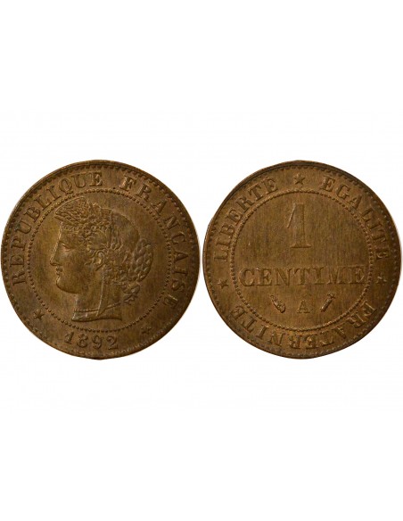 1 centime Bronze 1892 A Paris