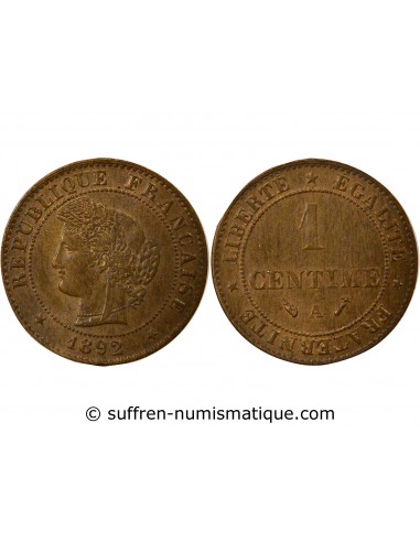 1 centime Bronze 1892 A Paris