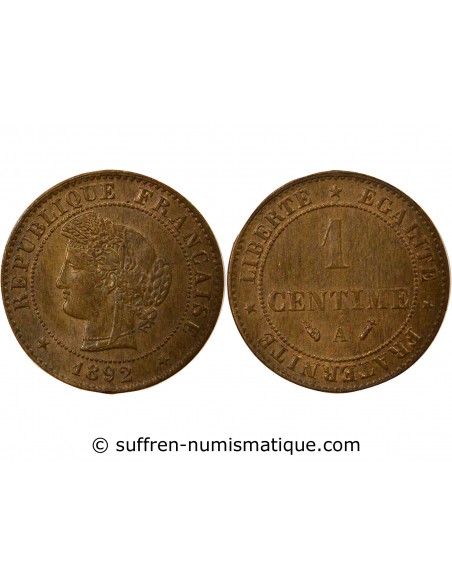1 centime Bronze 1892 A Paris