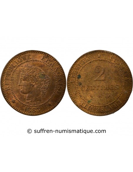 2 centimes Bronze 1883 A Paris