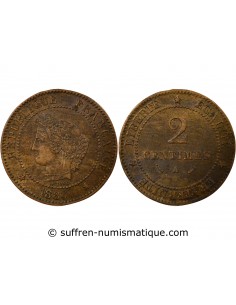 2 centimes Bronze 1883 A Paris