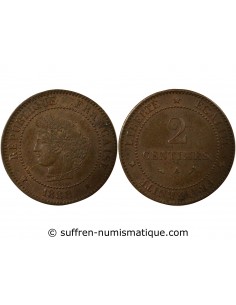2 centimes Bronze 1888 A Paris