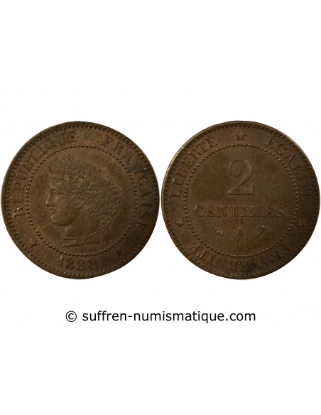 2 centimes Bronze 1888 A Paris