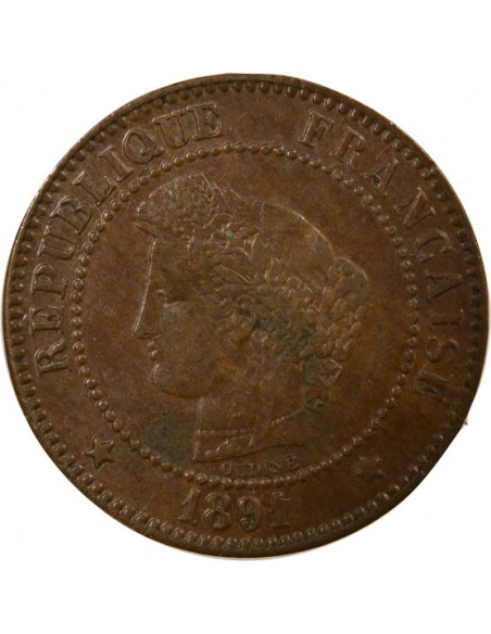 2 centimes Bronze 1891 A Paris