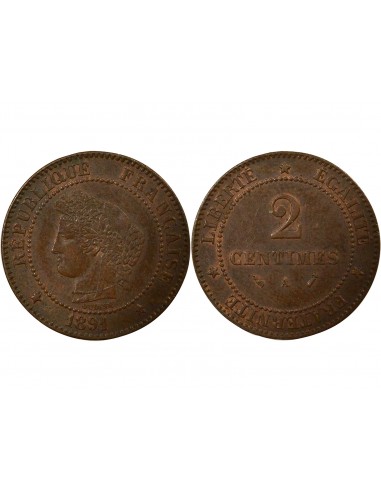 2 centimes Bronze 1891 A Paris
