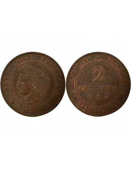 2 centimes Bronze 1891 A Paris