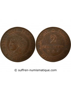 Cérès - 2 Centimes 1891 A Paris 2 centimes Bronze 1891 A Paris