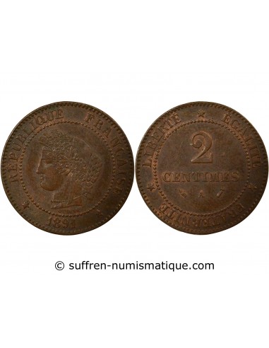 Cérès - 2 Centimes 1891 A Paris 2 centimes Bronze 1891 A Paris