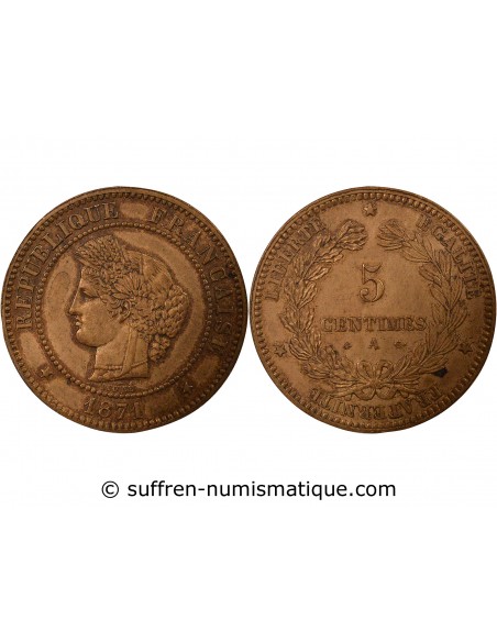 5 centimes Bronze 1871 A Paris