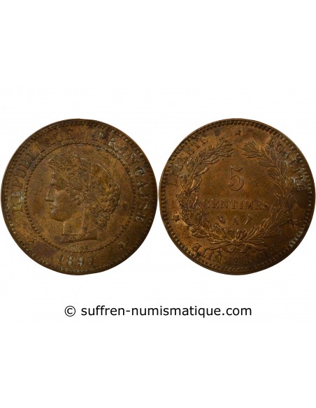 5 centimes Bronze 1897 A Paris