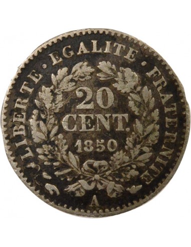 20 Centimes Argent 1850 A Paris