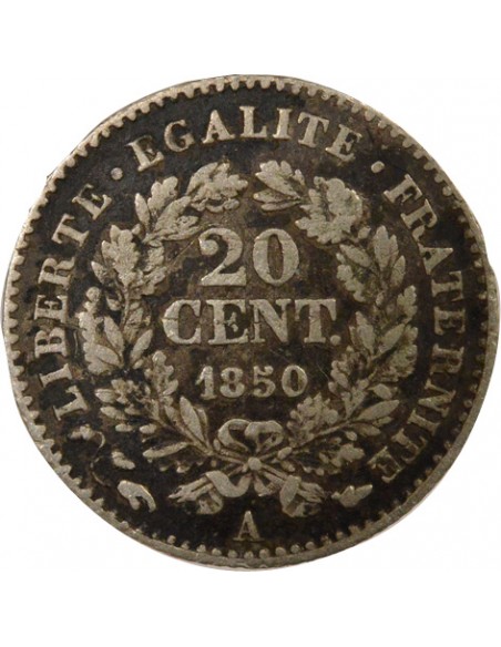 20 Centimes Argent 1850 A Paris