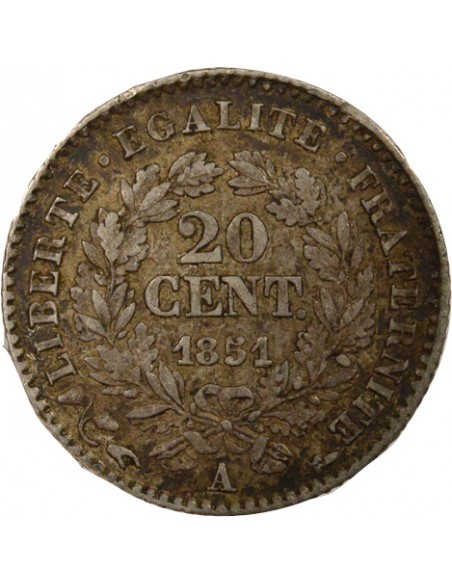 20 centimes Argent 1851 A Paris