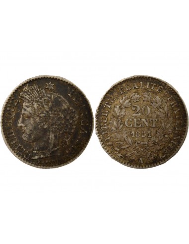 20 centimes Argent 1851 A Paris