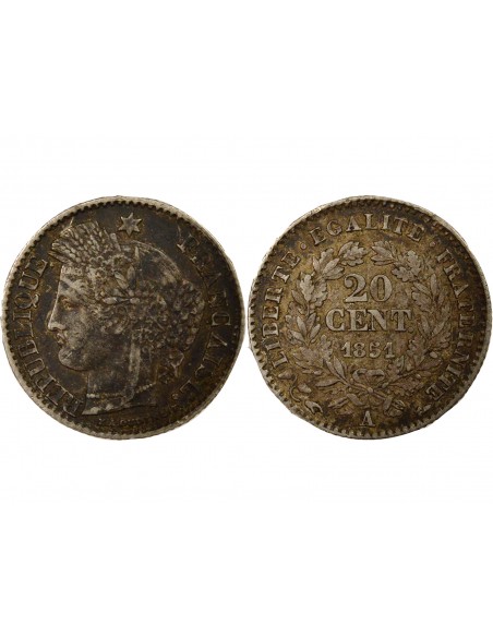 20 centimes Argent 1851 A Paris