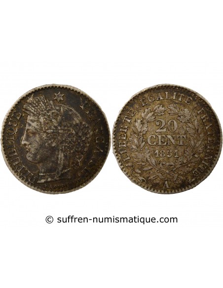 20 centimes Argent 1851 A Paris