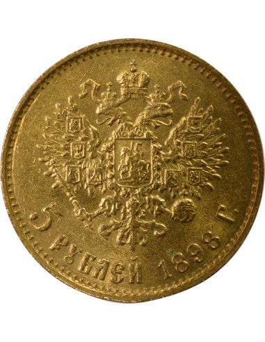 RUSSIE, NICOLAS II - 5 ROUBLES OR 1898 АГ