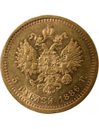RUSSIE, ALEXANDRE III - 5 ROUBLES OR 1886 АГ
