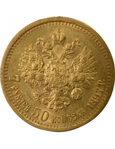 RUSSIE, NICOLAS II - 7,5 ROUBLES OR 1897 SAINT PETERSBOURG АГ
