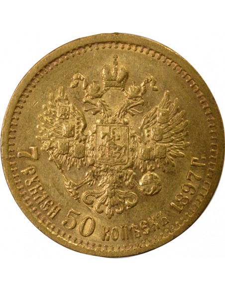 RUSSIE, NICOLAS II - 7,5 ROUBLES OR 1897 SAINT PETERSBOURG АГ
