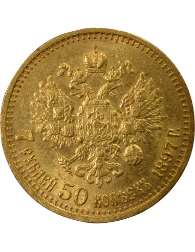 RUSSIE, NICOLAS II - 7,5 ROUBLES OR 1897 SAINT PETERSBOURG АГ
