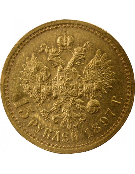 RUSSIE, NICOLAS II - 15 ROUBLES OR 1897 SAINT PETERSBOURG АГ