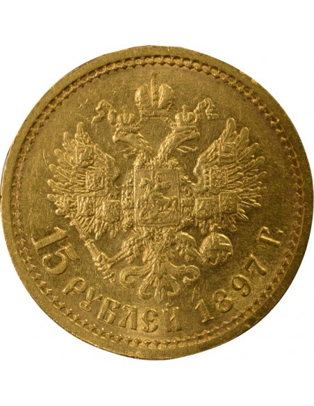 RUSSIE, NICOLAS II - 15 ROUBLES OR 1897 SAINT PETERSBOURG АГ