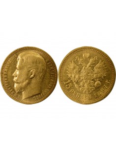 RUSSIE, NICOLAS II - 15 ROUBLES OR 1897 SAINT PETERSBOURG АГ 2