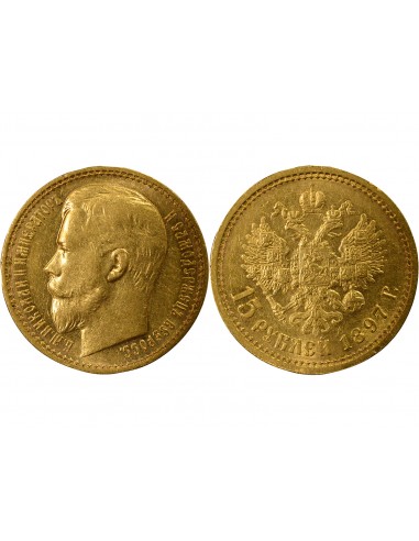 RUSSIE, NICOLAS II - 15 ROUBLES OR 1897 SAINT PETERSBOURG АГ