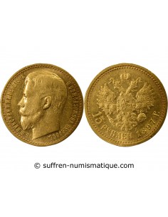 RUSSIE, NICOLAS II - 15 ROUBLES OR 1897 SAINT PETERSBOURG АГ