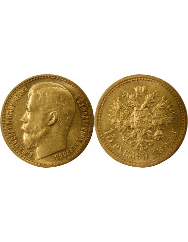 RUSSIE, NICOLAS II - 15 ROUBLES OR 1897 SAINT PETERSBOURG АГ