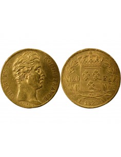 CHARLES X - 20 FRANCS OR 1828 A PARIS "4,5 Feuilles"﻿ 2